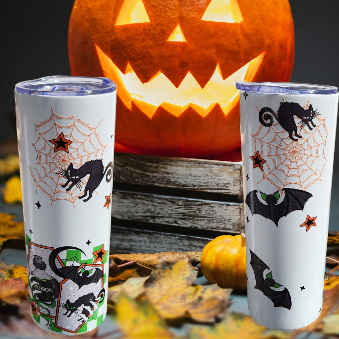 Halloween Glow in the dark orange and green tumbler